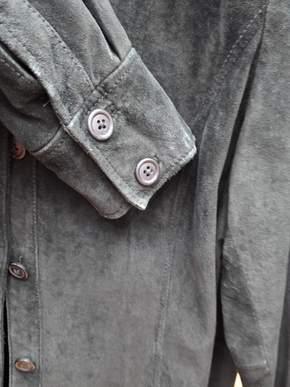 Valerie Stevens Black Leather Suede Look Button Down Jacket MP - Picture 7 of 8